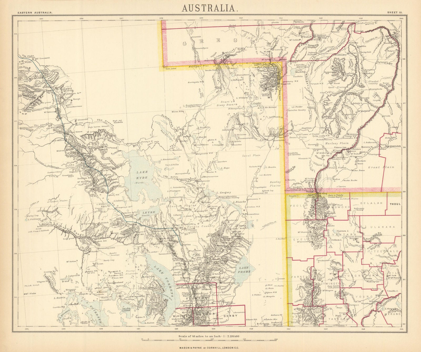 CENTRAL AUSTRALIA DESERTS. Simpson Strzelecki Tirari Sturt Stony. LETTS 1892 map